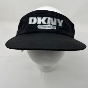 DKNY USA Black Womens Sun Visor-Made in USA-One Size Fits All Adjustable VTG NWT
